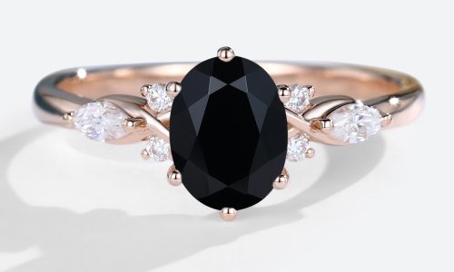 Rose Gold Oval Cut Black Onyx Engagement Ring Vintage Engagement Ring (1)