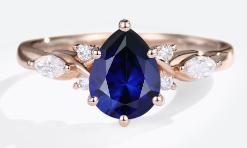 Rose Gold Sapphire Engagement Rings Vintage Pear Shaped Engagement Ring (1)