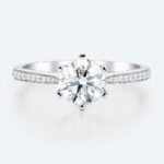 1.5 Ct Diamond Ring Graduated 6-Prong Round Cut Lab Diamond Ring in White Gold