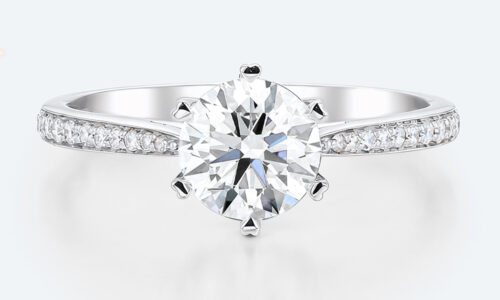 1.5 Ct Diamond Ring Graduated 6-Prong Round Cut Lab Diamond Ring in White Gold