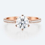 1.5 Ct Diamond Ring Graduated 6-Prong Round Cut Lab Diamond Ring in Rose Gold