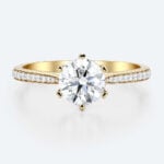 1.5 Ct Diamond Ring Graduated 6-Prong Round Cut Lab Diamond Ring in Yellow Gold