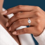 1 Ct Diamond Ring Graduated 6-Prong Round Cut Lab Diamond Ring in White Gold