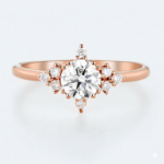 0.5ct Round Lab Diamond Engagement Rings​ Vintage Cluster Split Prong Promise Ring in Rose Gold