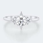 0.5ct Round Lab Diamond Engagement Rings​ Vintage Cluster Split Prong Promise Ring in White Gold