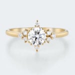 0.5ct Round Lab Diamond Engagement Rings​ Vintage Cluster Split Prong Promise Ring in Yellow Gold
