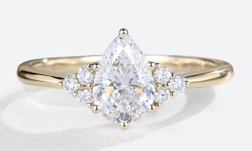 Solid Gold Pear Shaped 1 Carat Lab Grown Diamond Engagement Ring (1)