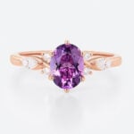 Engagement Amethyst Ring Vintage 1.5ct Oval Cut Amethyst Ring in Rose Gold