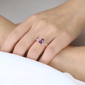 Engagement Amethyst Ring Vintage 1.5ct Oval Cut Amethyst Ring in Rose Gold