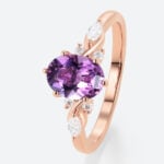 Engagement Amethyst Ring Vintage 1.5ct Oval Cut Amethyst Ring in Rose Gold