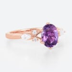 Engagement Amethyst Ring Vintage 1.5ct Oval Cut Amethyst Ring in Rose Gold