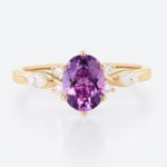 Engagement Amethyst Ring Vintage 1.5ct Oval Cut Amethyst Ring in Yellow Gold