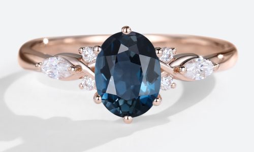 Vintage Oval Cut London Blue Topaz Engagement Ring In 14K Rose Gold (1)
