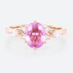 Pink Sapphire Engagement Ring Promise Rings for Her Rose Gold