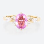 Pink Sapphire Engagement Ring Promise Rings for Her Yellow Gold
