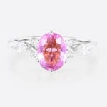 Pink Sapphire Engagement Ring Promise Rings for Her White Gold