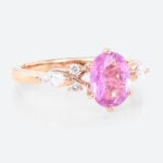 Pink Sapphire Engagement Ring Promise Rings for Her Rose Gold