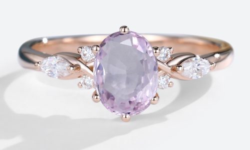 Vintage Oval Cut Pink Sapphire Engagement Ring In 14K Rose Gold (1)