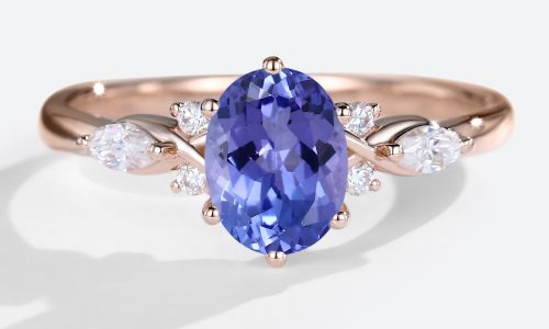 Vintage Oval Cut Tanzanite Engagement Ring In 14K Rose Gold (1)