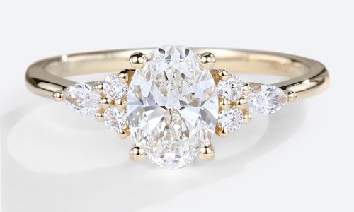 Yellow Gold 1.5 Carat Oval Lab Grown Diamond Rings Vintage Engagement Rings