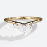 Curved Wedding Ring Yellow Gold 0.15 Ct Marquise Lab Diamond Ring
