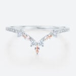 0.29ctw Rose Gold Marquise Cut Morganite Curved Wedding Band lab Diamond Wedding Band in white gold