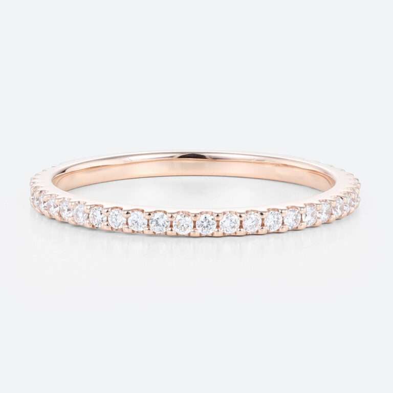 3/4 Eternity Lab Created Diamond Rings 0.28ctw Round Stacking Wedding Rings in Rose Gold