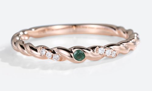 14K Rose Gold Moss Agate 34 Eternity Twisted Wedding Band Unique Stacking Engagement Rings (1)
