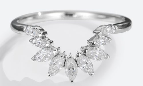 14K White Gold Marquise Cut Lab Diamond Curved Wedding Band Stacked Wedding Rings (1) 14K White Gold Marquise Cut Lab Diamond Curved Wedding Band Stacked Wedding Rings (1)