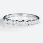 White Gold Marquise Cut Lab Diamond Ring Stacked Wedding Rings