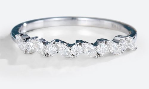 White Gold Marquise Cut Lab Diamond Ring Stacked Wedding Rings White Gold Marquise Cut Lab Diamond Ring Stacked Wedding Rings