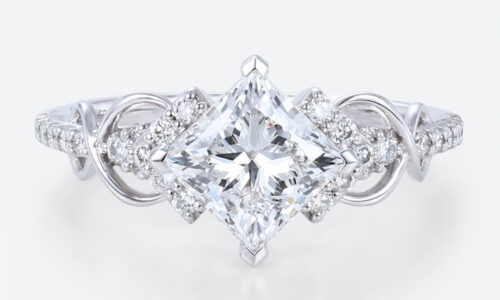 14K White Gold Princess Cut Lab Grown Diamond Engagement Ring