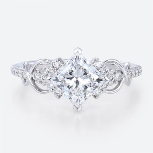 14K White Gold Princess Cut Lab Grown Diamond Engagement Ring