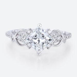 14K White Gold Princess Cut Lab Grown Diamond Engagement Ring