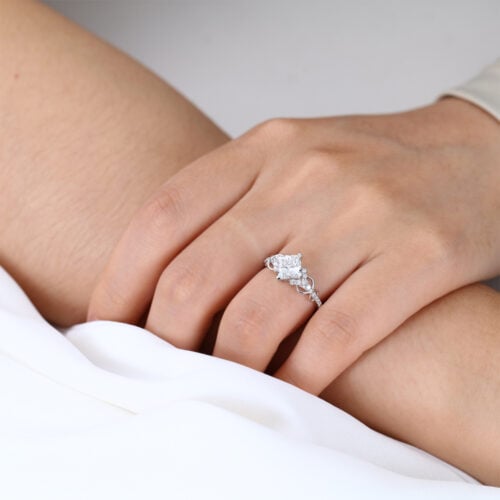 14K White Gold Princess Cut Lab Grown Diamond Engagement Ring