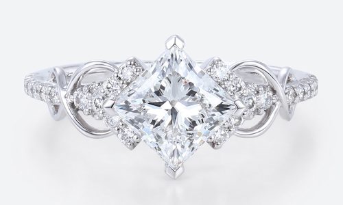 14K White Gold Princess Cut Lab Grown Diamond Engagement Ring