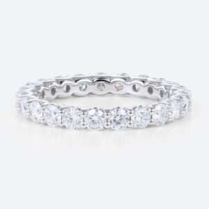 lab-grown diamond care 14K White Gold Unique Round Cut Lab Diamond Full Eternity Wedding Band