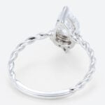 Pear Ring 1ct Lab Created Diamond Rings 3/4 Twisted 3-Prong Rings​ in White Gold