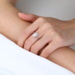 Pear Ring 1ct Lab Created Diamond Rings 3/4 Twisted 3-Prong Rings​ in White Gold