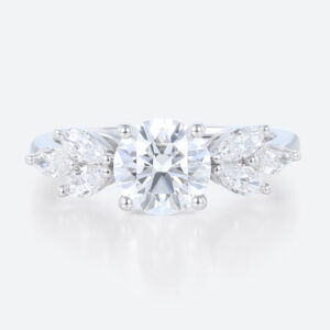 White Gold Rings Round Cut 4-Prong Lab Created Diamond Rings​