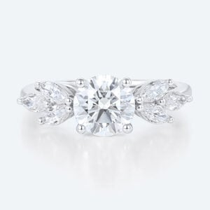 White Gold Rings Round Cut 4-Prong Lab Created Diamond Rings​