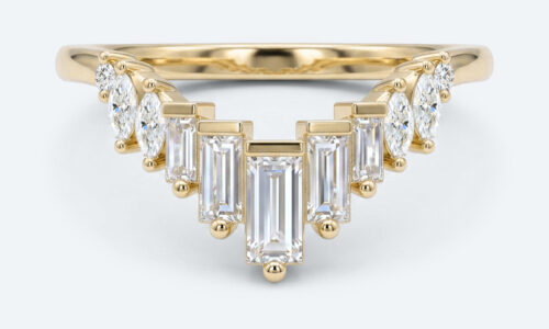 Baguette Cut Lab Grown Diamond Rings Unique Stacked Wedding Rings (1)