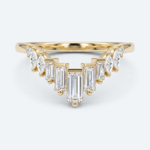 Baguette Cut Lab Grown Diamond Rings Unique Stacked Wedding Rings