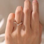 14K Rose Gold Marquise Cut Morganite Curved Wedding Band Diamond Wedding Band