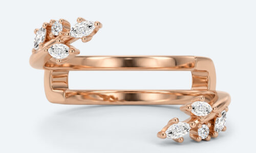 Lab Diamond Enhancer Ring 0.2ctw Diamond Leaf Stacking Rings