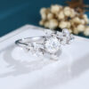 LisaJewelryUS 1/2CT Lab Diamond White Gold Marquise Cut Diamond Leaf Engagement Ring 2