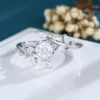 LisaJewelryUS 1/2CT Lab Diamond White Gold Marquise Cut Diamond Leaf Engagement Ring 3