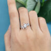 LisaJewelryUS 1/2CT Lab Diamond White Gold Marquise Cut Diamond Leaf Engagement Ring 4