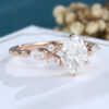 LisaJewelryUS Oval Cut Lab Diamond Rose Gold Diamond Twisted Engagement Ring 1