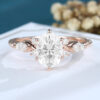 LisaJewelryUS Oval Cut Lab Diamond Rose Gold Diamond Twisted Engagement Ring